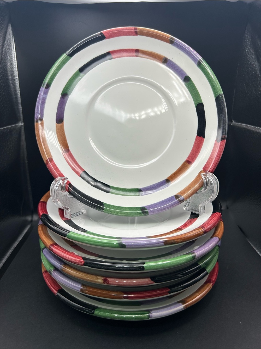 B Goldsmith Deruta Italy Bello Circo Set Of 6 Plates 7 1/4”
